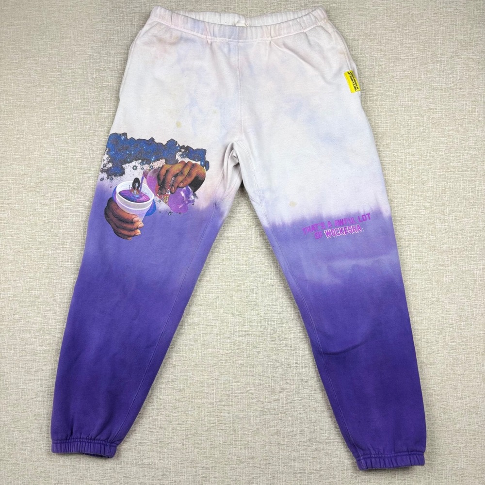 That's A Awful Lot of Cough Syrup Mens Large Dip Dye Sweatpants Purple White